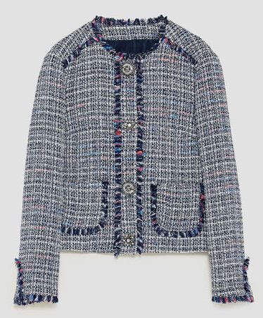 chanel style jacket zara - Zara boucle cropped jacket.